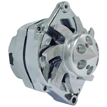 Chrome Plated 10SI Alternator with Billet Pulley for HD Delco (100Amp)