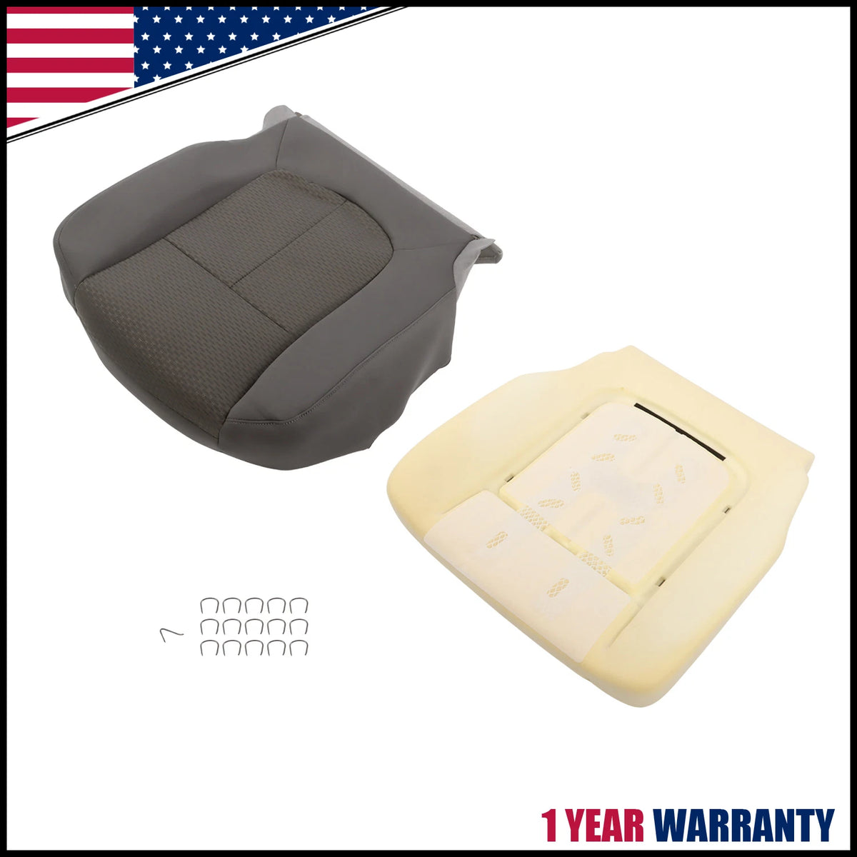 Driver Bottom Cloth Seat Cover & Foam Pad for Ford F250 F350 (2011–2016) Gray