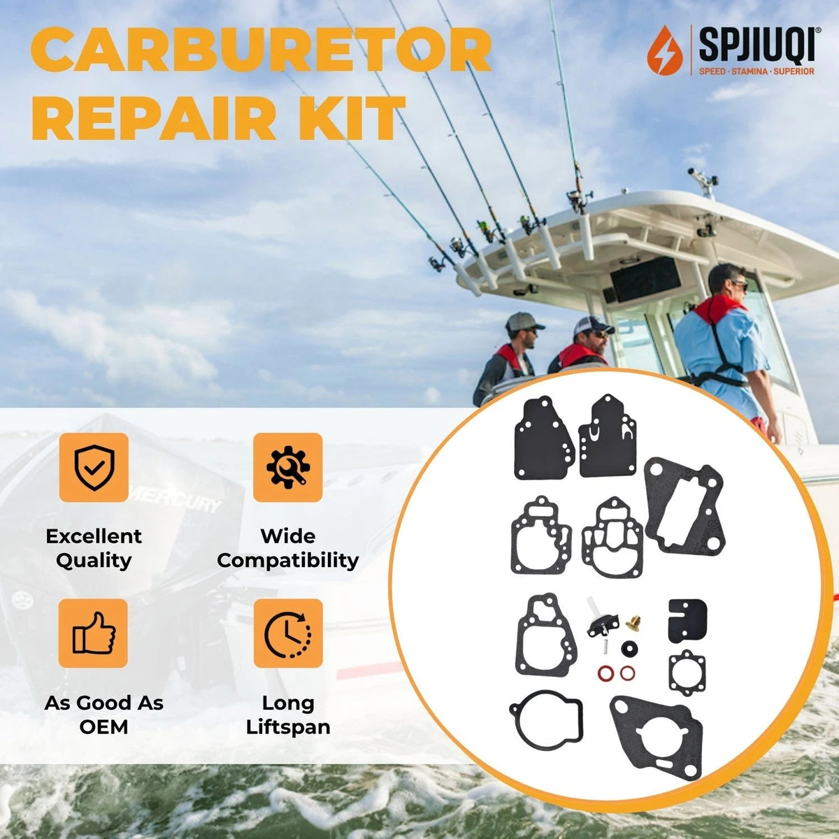 Carburetor Rebuild Kit 1395-9803 for Mercury Marine 15-25HP Outboard (18-7212)