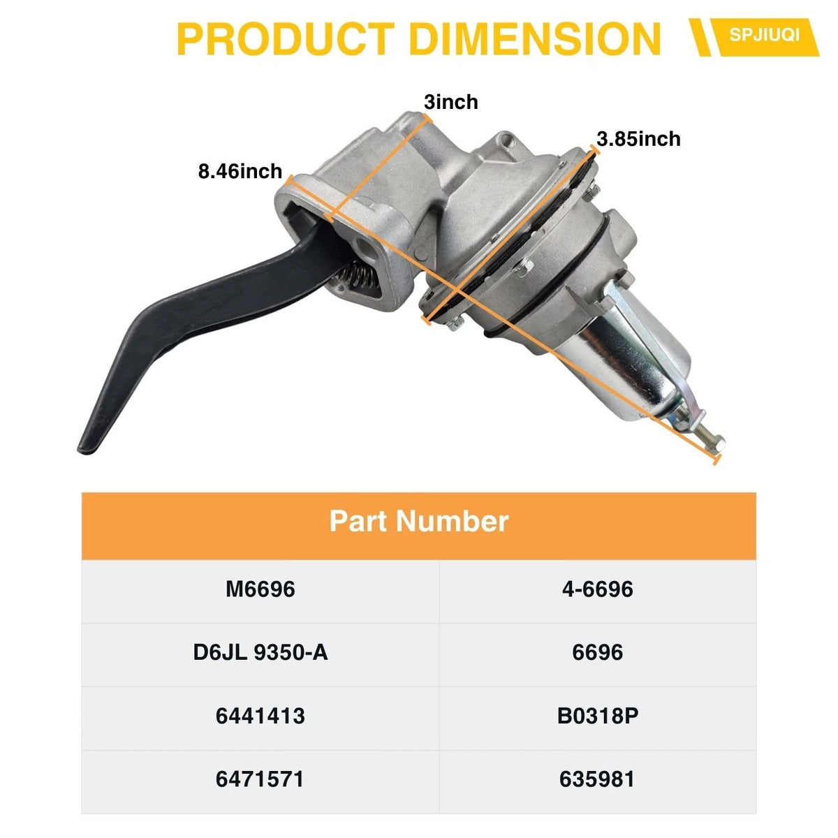 M6696 Mechanical Fuel Pump for Ford Indmar MerCruiser OMC 5.0L 302 5.8L 351W (–)