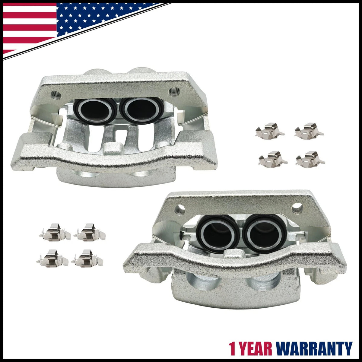 Set of 2 Rear Brake Calipers w/ Brackets for Ford F-250 F-350 (2008–2012)