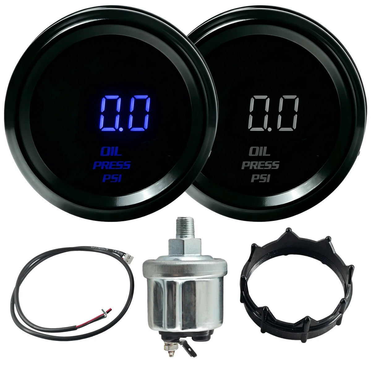 52mm Electronic Oil Pressure Gauge with Sensor for Universal Applications (0-100 PSI)
