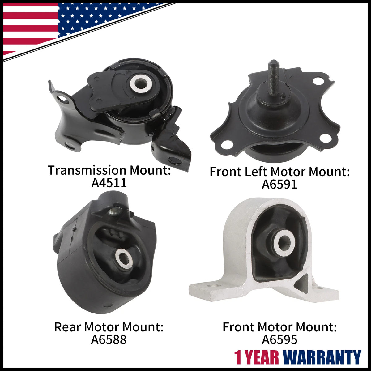 Set of 4 Engine Motor & AT Transmission Mounts for Honda Civic (2001–2005)
