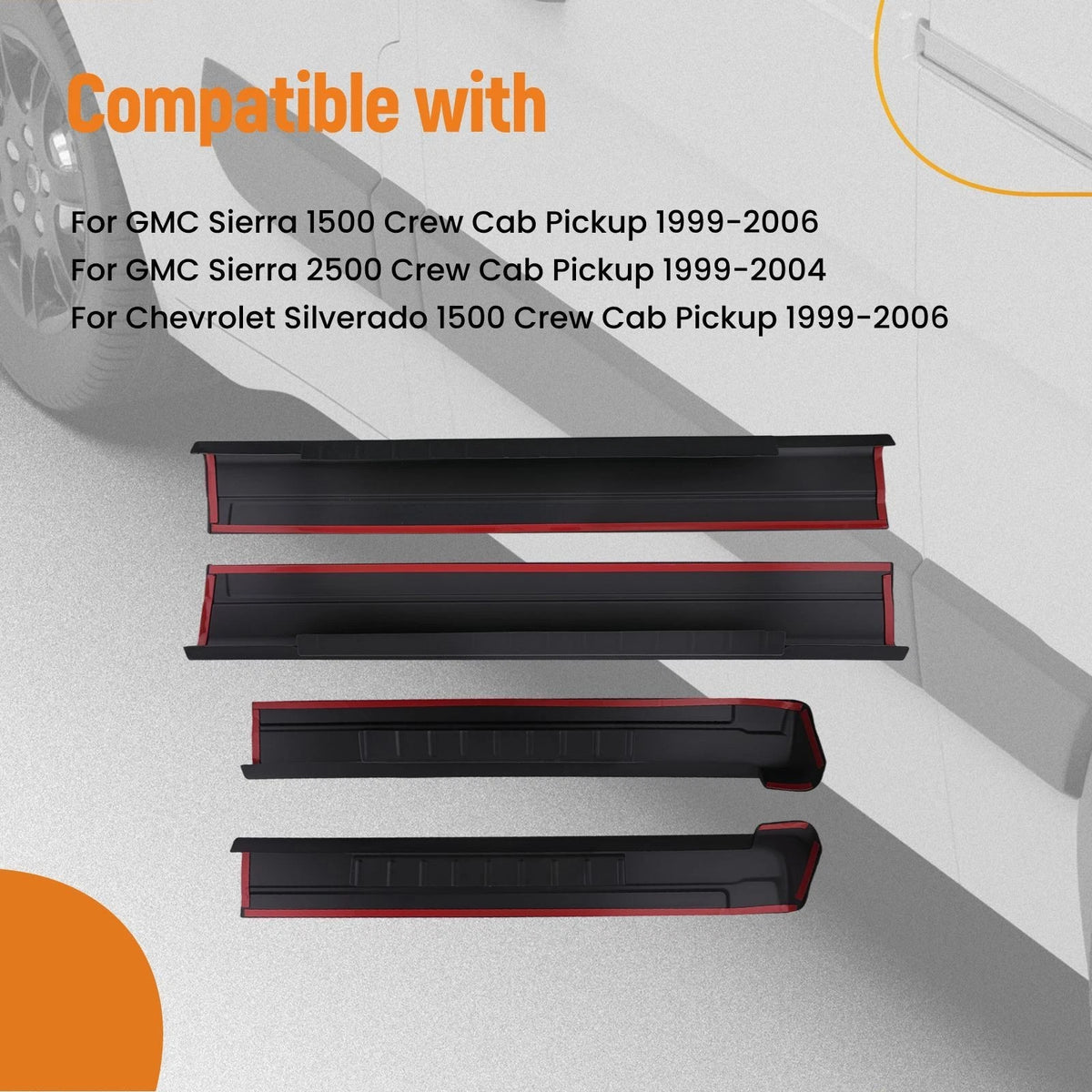 Set of 4 Rocker Panels Cover for Silverado 2500 Crew Cab (1999–2007) 02RPA4501ABK