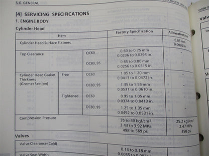 Genuine Kubota Workshop Manual for OC60/OC80/OC95 Engines (97897-00922)
