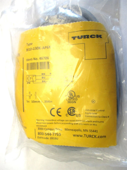 Turck Proximity Sensor BI10-G30K-AP6X 10-30 VDC for