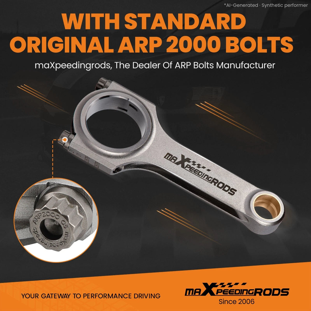 Forged 4340 EN24 Connecting Rods + ARP 2000 Bolts for Honda Acura 2.3L (1990–2001)