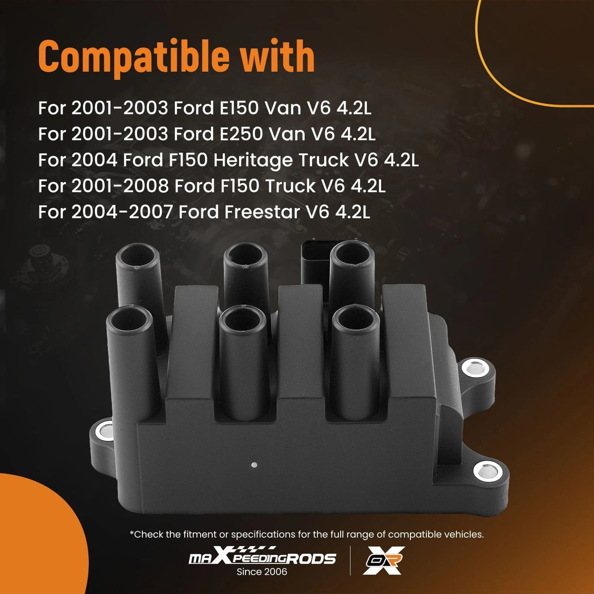 Engine Coil Pack for Ford E150/E250/F150 Mustang 4.2L (2001–2008) FD498