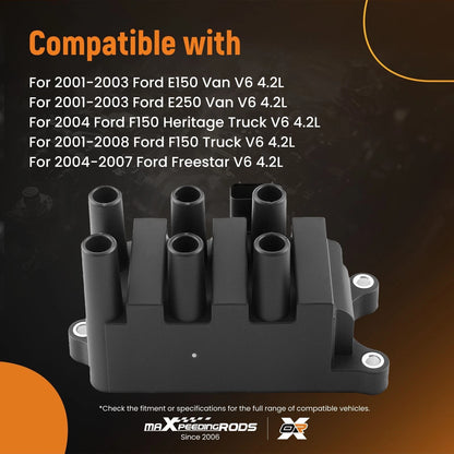 Engine Coil Pack for Ford E150/E250/F150 Mustang 4.2L (2001–2008) FD498