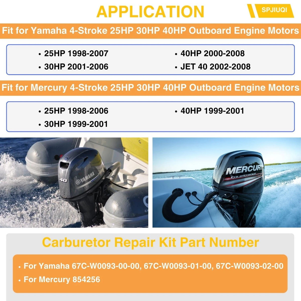 2Pcs Carburetor Repair Kit 67C-W0093-01-00 for Mercury Outboard (30-40HP)