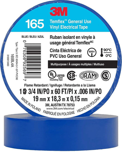 3M Temflex Vinyl Electrical Tape 165 for Automotive Use (1 Pack)