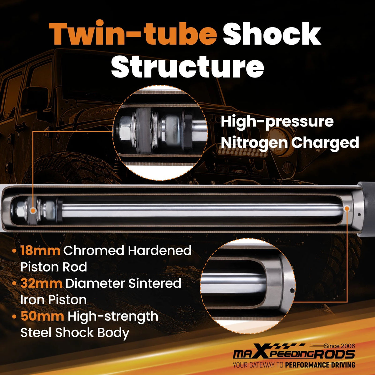 Front Drop Shocks for Chevy GMC C1500 (1988–1998) 4" Lowering Kit