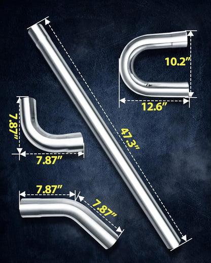 16x 3” Custom Exhaust Tubing Mandrel Bend Pipe U-Bend Kit for Universal Fit