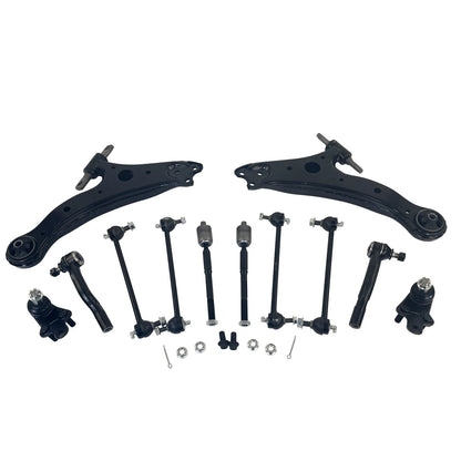 12PC Front Suspension Kit Control Arms Tie Rods Sway Bar for Toyota Camry (2007–2011)