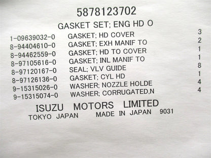 Engine Head Gasket Set for Isuzu (5-87812-370-2, 5-87812370-2, 5878123702)