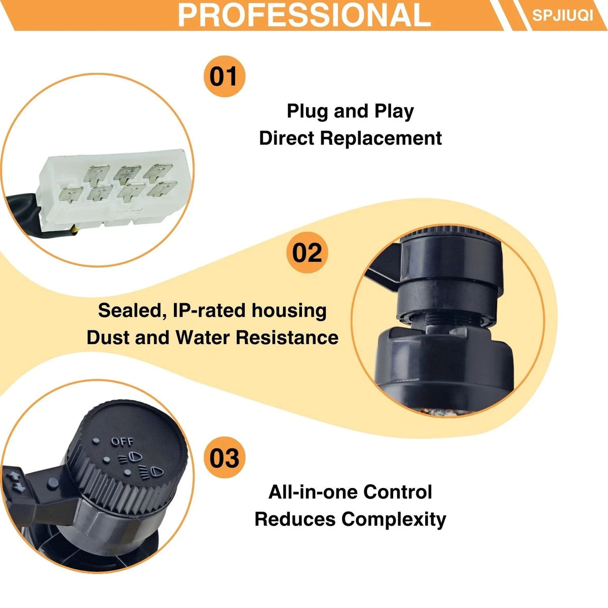 2Pcs Rotary Combination Light Switch for Kubota B1550 B1750 L4400 (67156-55210)