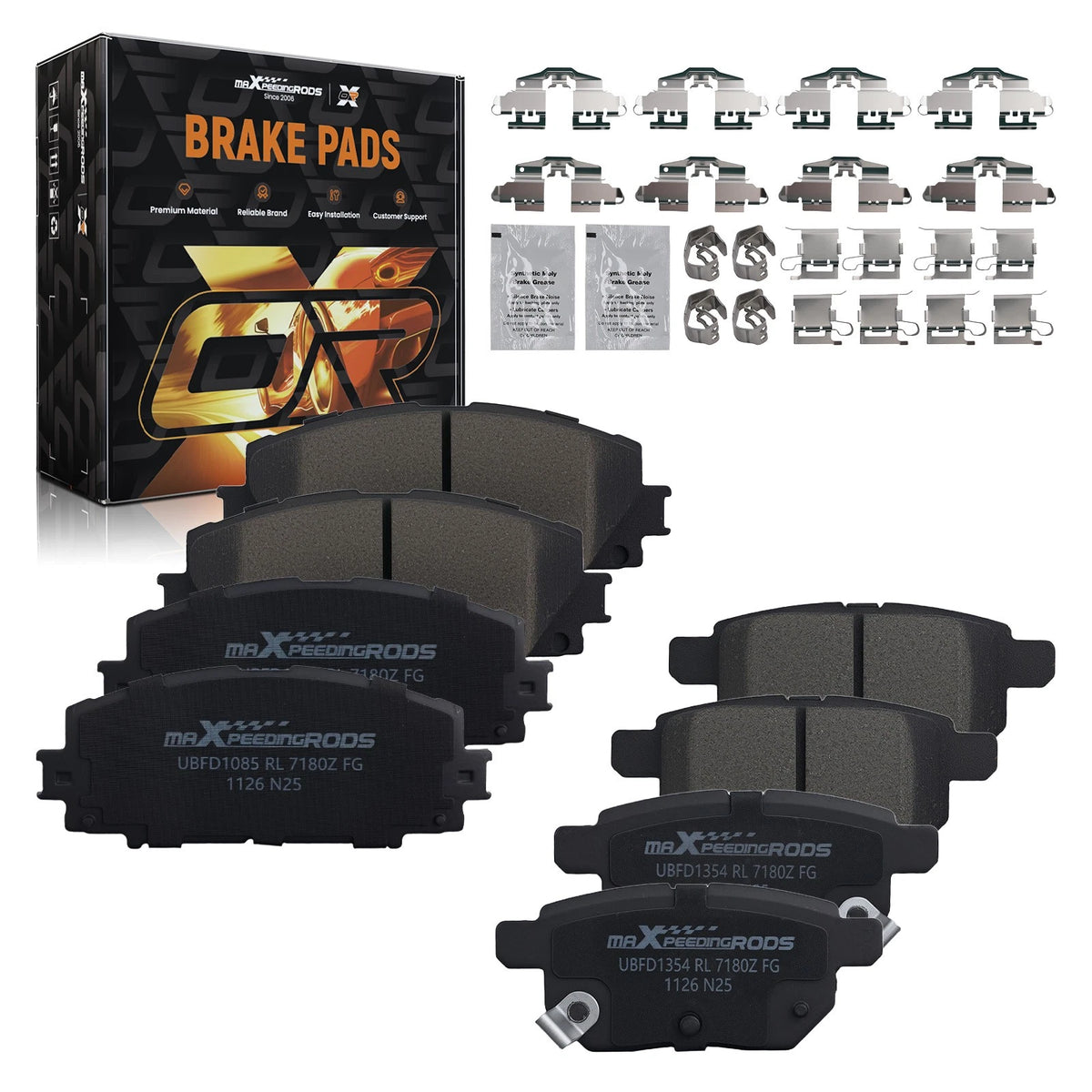 Brake Pads Kit Front Rear for Toyota Prius (2010–2020) Prius Prime (2017–2019) Ceramic