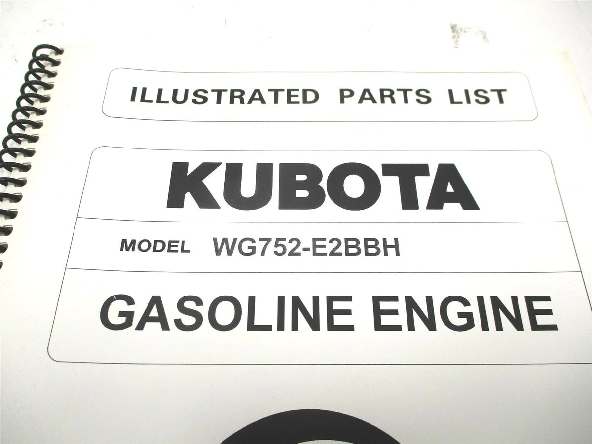 Illustrated Parts List Manual for Kubota WG752-E2BBH Engine (97898-55290)