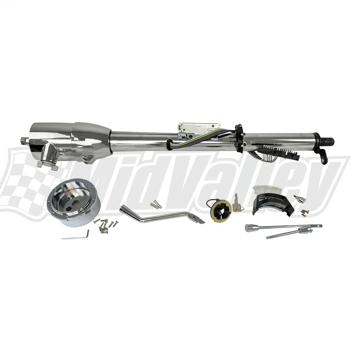 32" Tilt Steering Column with Wheel Adapter for Auto (Chrome)