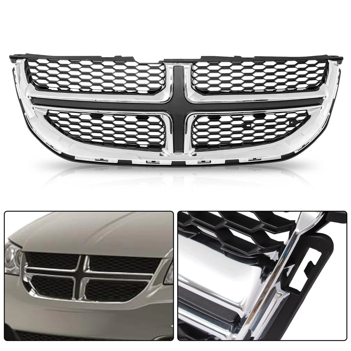 Chrome Front Bumper Grill Upper Grille for Dodge Grand Caravan (2011–2020) JYA055