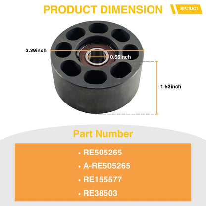 Idler Pulley RE505265 A-RE505265 for John Deere 9300 8520 843G 9660 STS 7800