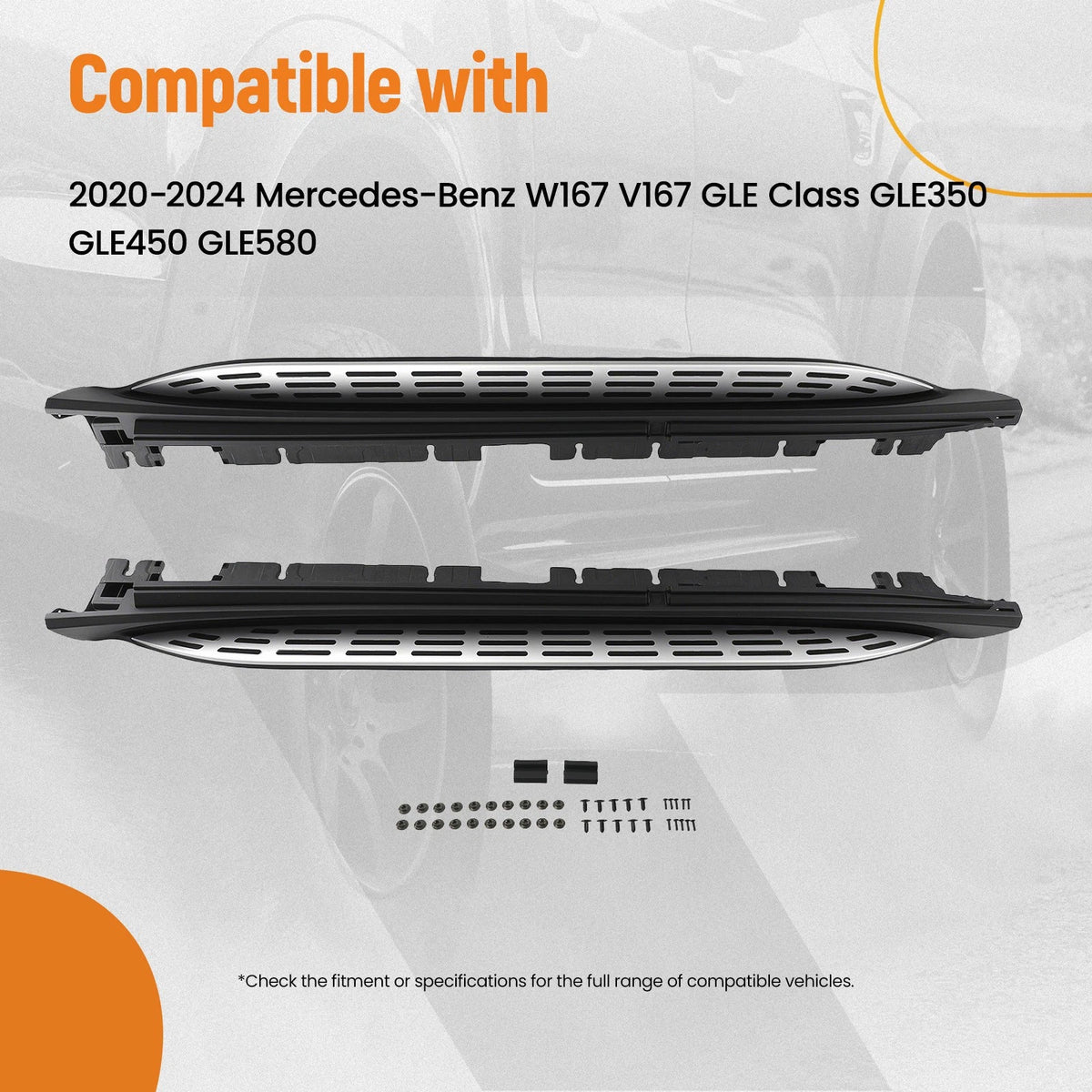 Black Nerf Bars Side Steps for Mercedes-Benz GLE Class (2020–2026) W167 Pair