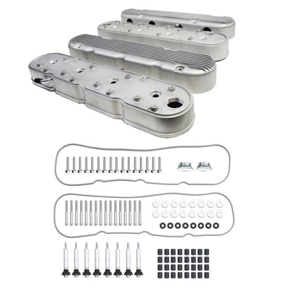 2X Aluminum Finned Valve Covers for Chevy LS1 LS2 LS3 LS7 (Polished, 241-181)