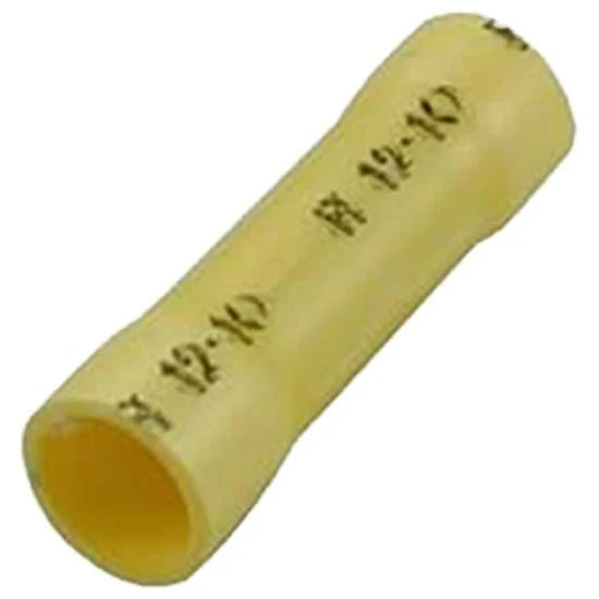 100 PCS Yellow Vinyl Insulated Butt Connectors for Automotive Use
