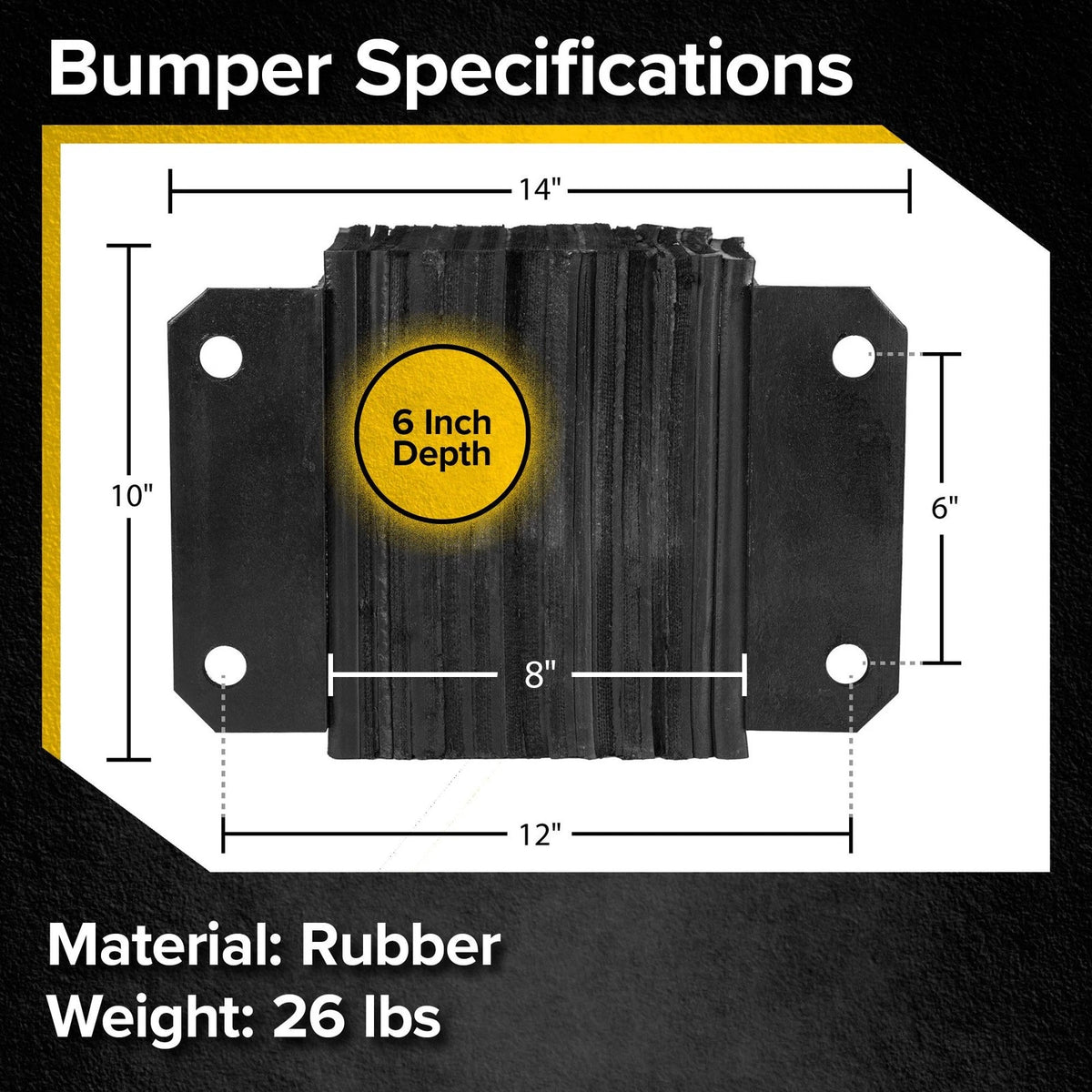 Rubber Dock Bumper 10" H x 12" W for Boats (6" Deep)