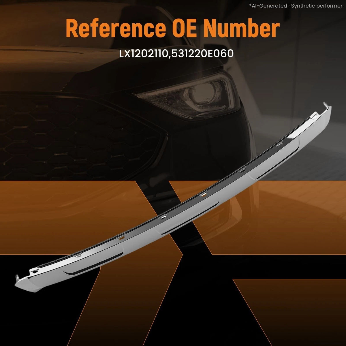 Front Bumper Lower Grille Chrome Molding Trim for Lexus RX350 RX450 (2016–2019)