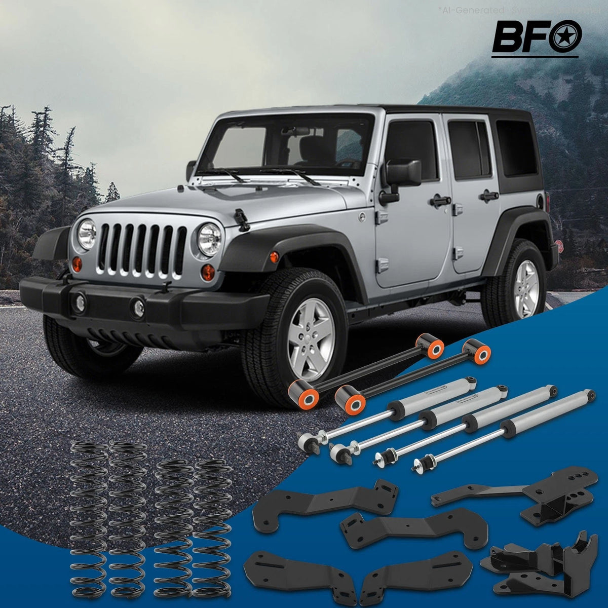 3.5" Lift Kit + Shock Absorbers for Jeep Wrangler JK Unlimited (2007–2018)
