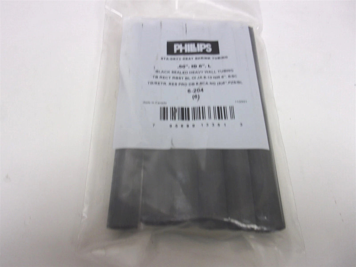 Set of 6 Heavy Duty Shrink Tubing 8-6 Gauge 6" Black for Automotive