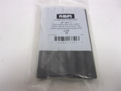 Set of 6 Heavy Duty Shrink Tubing 8-6 Gauge 6" Black for Automotive