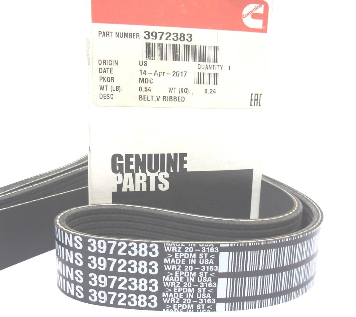 V-Ribbed Belt for Cummins ISB/QSB 6.7L (3972383, K080806HD, 5080805)