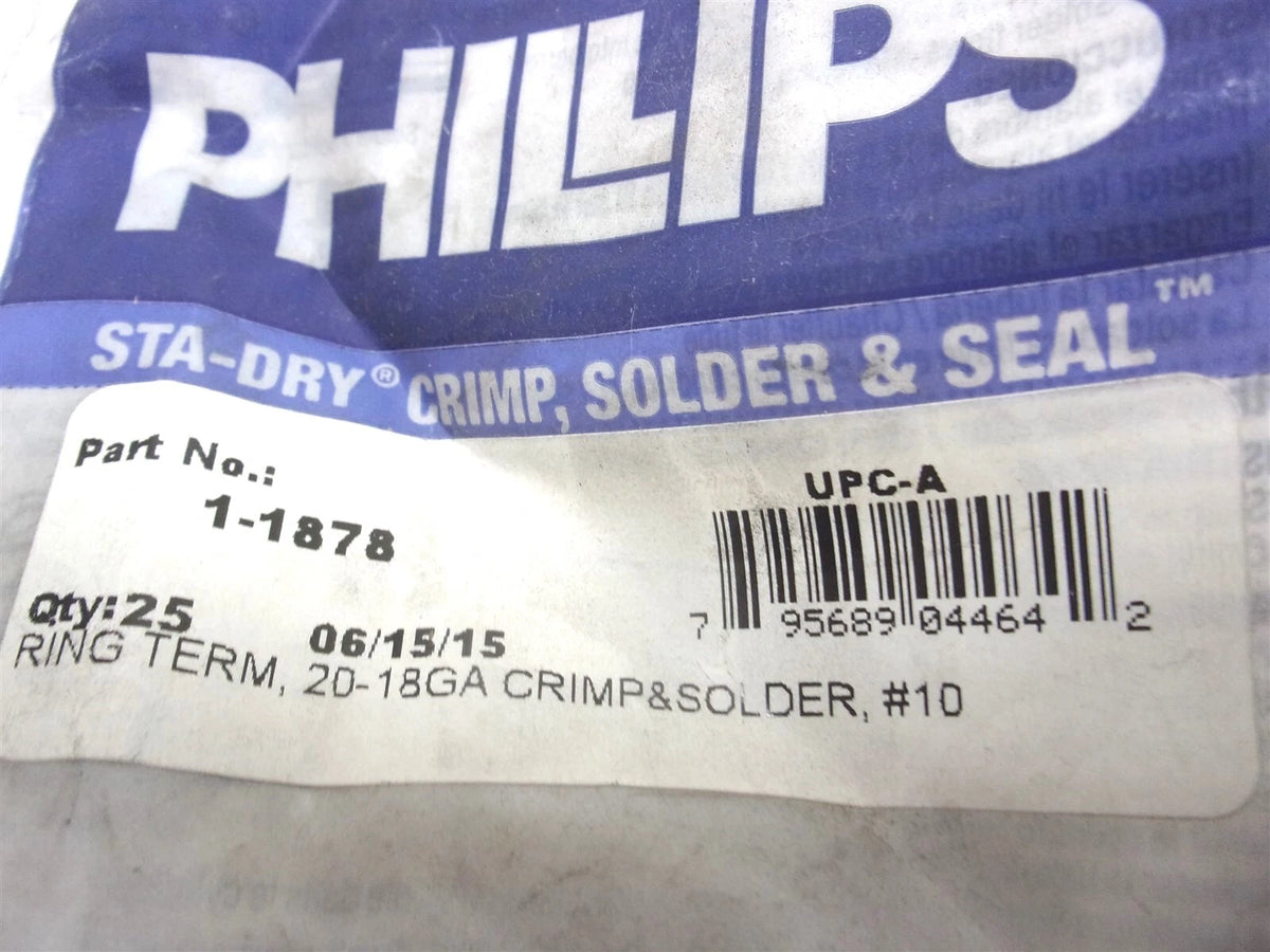 Set of 25 Heat Shrink Ring Terminals for Phillips #10 Stud (22-18 Gauge)