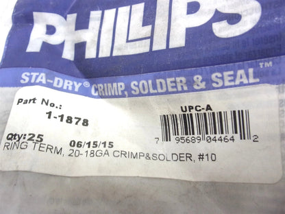 Set of 25 Heat Shrink Ring Terminals for Phillips #10 Stud (22-18 Gauge)