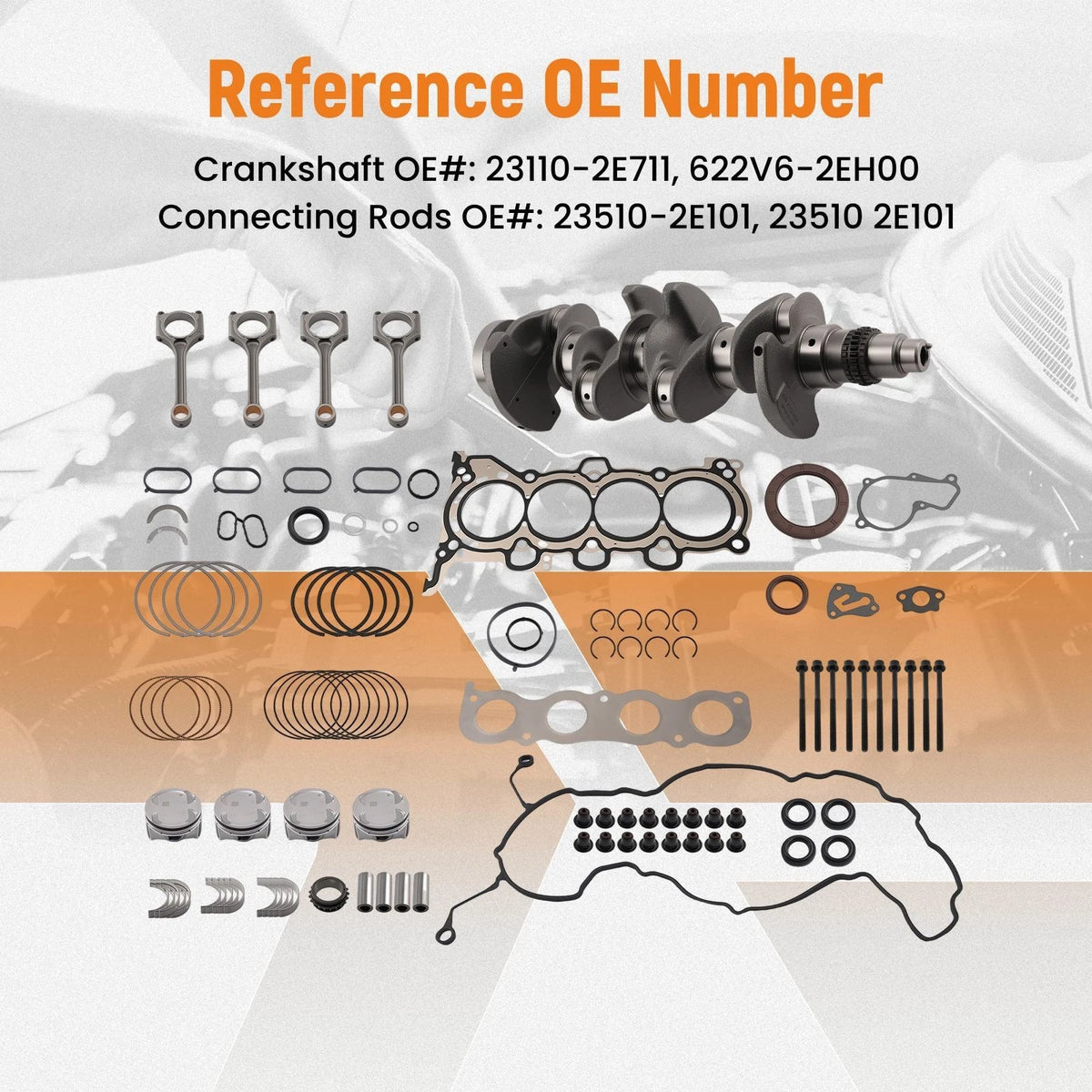 Engine Rebuild Overhaul Kit for Hyundai Kia G4NB 1.8L