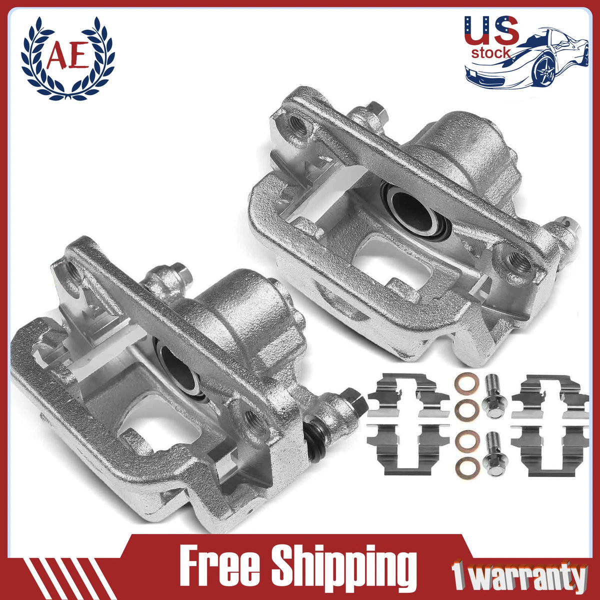 Pair Rear Brake Calipers w/ Bracket for Nissan Maxima Altima (2002–2018)
