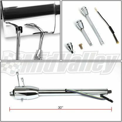 30" Manual Steering Column with Adapter for GM (No Key, Chrome)