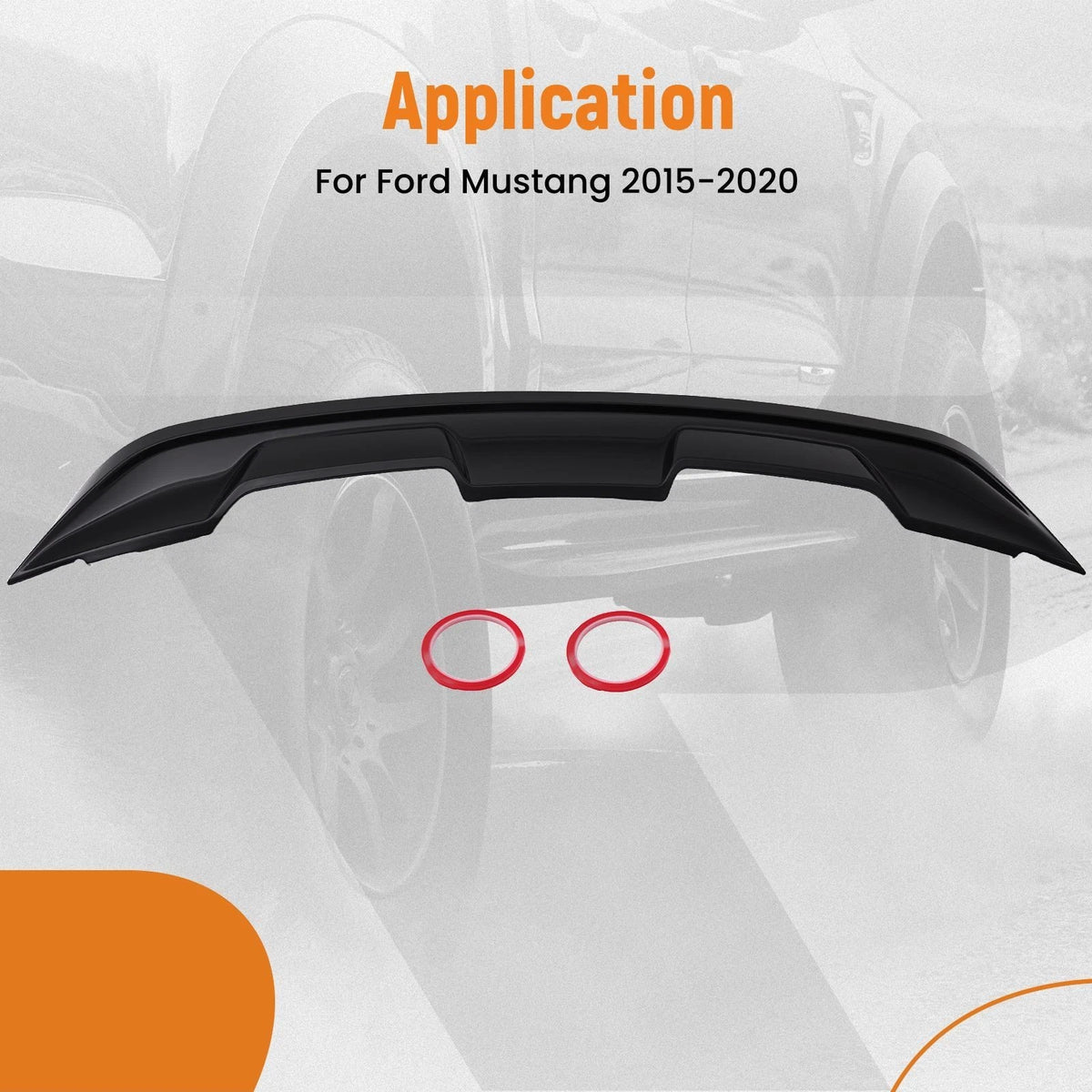 ABS Plastic Gloss Black Trunk Spoiler for Ford Mustang (2015–2020)