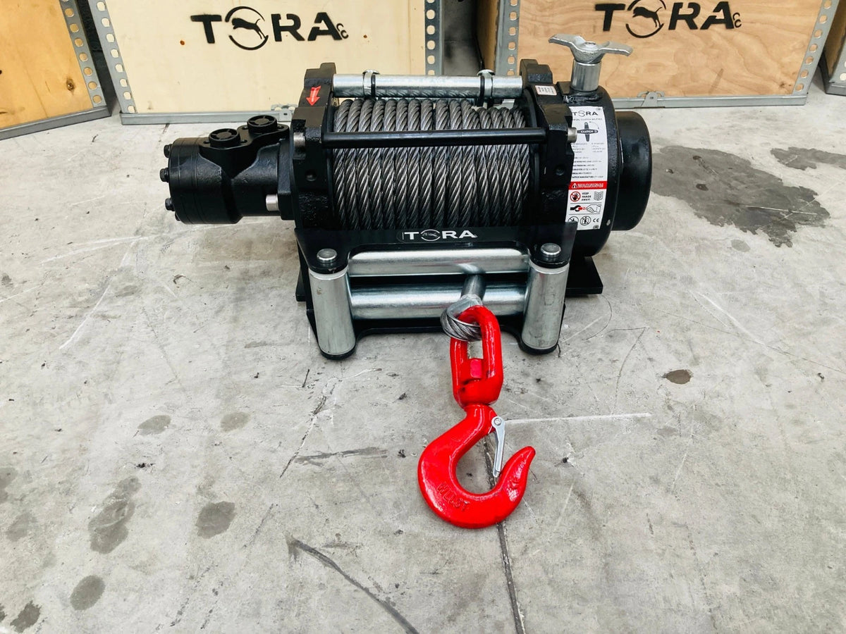 15000 lbs Hydraulic Winch with Hook and 82 ft Steel Cable for TORA