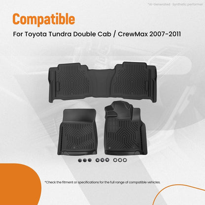 Set of 2 Waterproof Floor Mats for Toyota Tundra Double Cab (2007–2011)