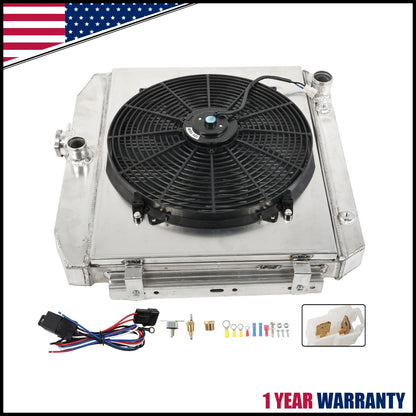 Aluminum 3 Row Radiator with Cooling Fan Shroud for Chevy Bel Air V8 (1955–1957)
