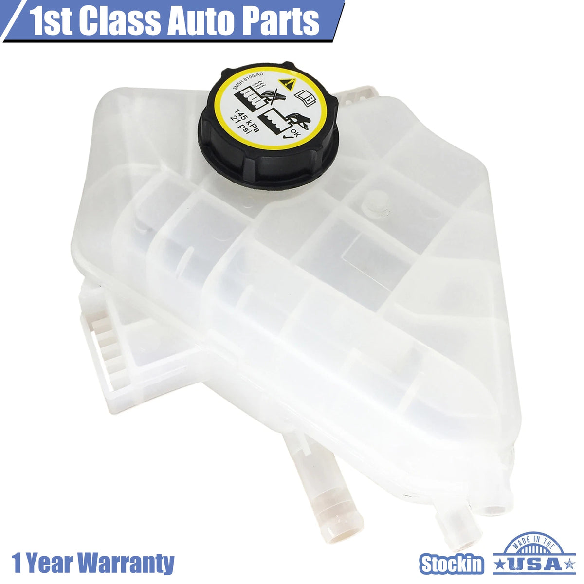 Radiator Overflow Bottle Tank with Cap for Ford Fiesta (2001–2003) 603-381