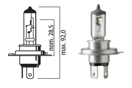 H4 Long-Life Halogen Headlight Bulb for Flosser 625522 (12V 60/55W)