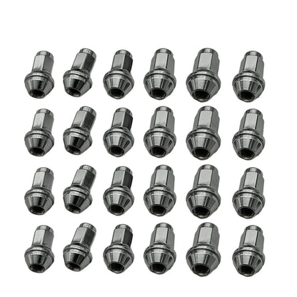 24Pcs Chrome Steel Lug Nuts 14x2 for Ford F-150, Expedition (2004–2014)