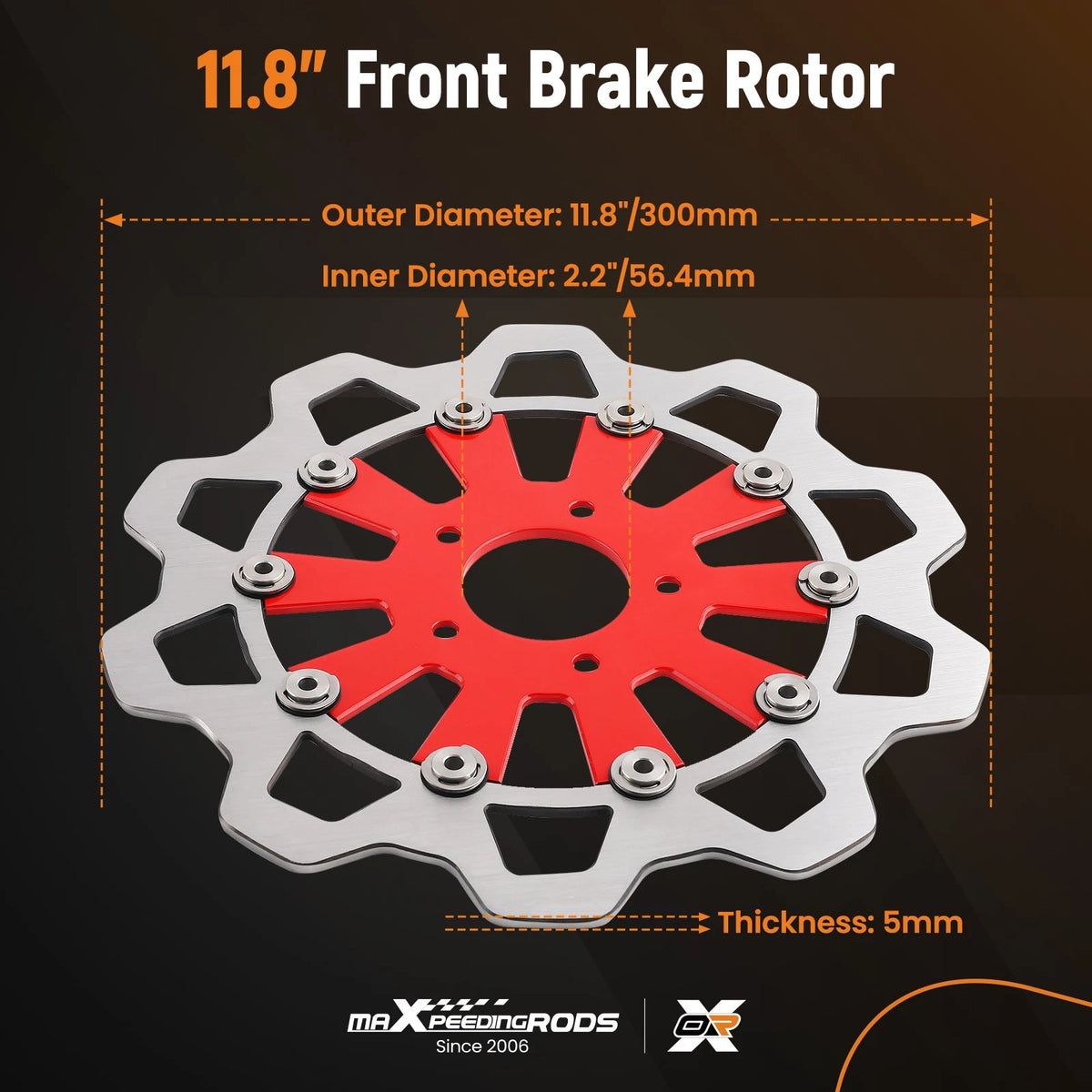 Pair 11.8" Front Brake Rotor for Harley Touring Street Glide (2008–2019)