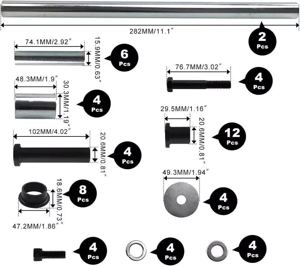 Set of 2 A-Arm Bushing Shafts for Polaris Sportsman 400 450 600 700 (2000–2014)