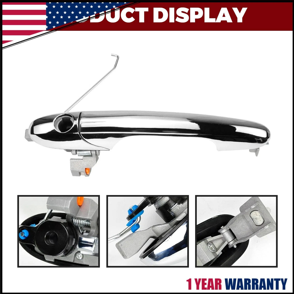 Front Exterior Chrome Door Handle for Fiat 500 (68069943AC)
