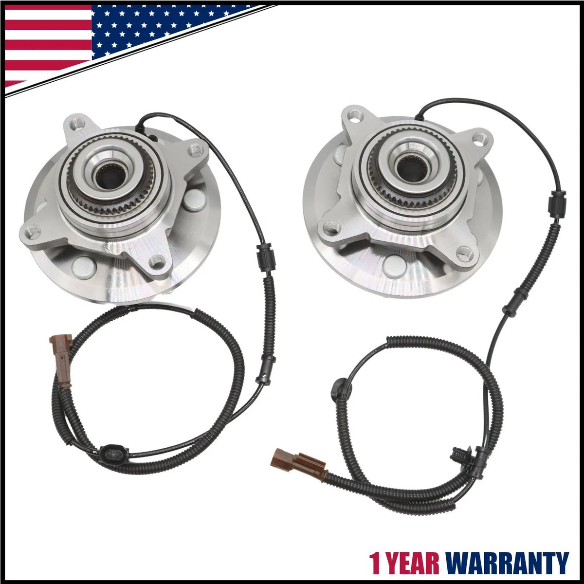 Set of 2 Front Wheel Bearings and Hubs for Ford F-150 (2015–2017) 6 Lugs ABS 4WD